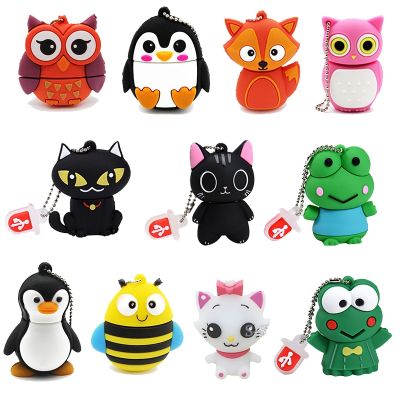 JASTER Cute Mini Penguin Cat Fox Diverse Animal Type Cartoon Flash Drive 2.0 Pendrive 16GB 32GB 64GB Memory Stick Animal U Disk