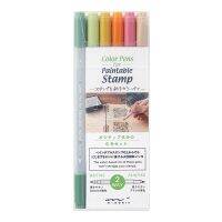 MIDORI Color Pens for Paintable Stamp 6pcs - Positiveness (D38083006) / ชุดปากกา 2 หัว 6 สี 6 แท่ง แบรนด์ MIDORI