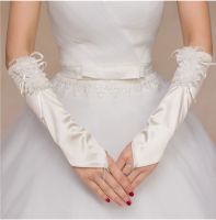 ﹊ Womens Long Gloves Fingerless Satin Bridal Wedding Accessories with Flowers Bridal Gloves