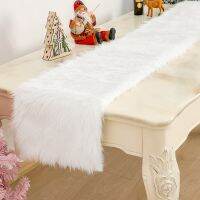 72 x 15 Inch White Plush Table Runner Luxury Christmas Snowy White Faux Fur Table Runners Christmas Banquets Wedding Table Decor