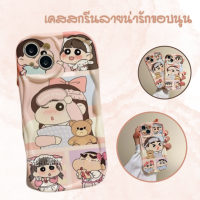 -MLC.77- เคสโทรศัพท์สกรีนลายชินจังขอบนูน นิ่ม กันกระแทก สำหรับรุ่น 13PRO 13PROMAX 12 Pro Max 11 XR X XS Max SE 11Pro ทุกรุ่น #490