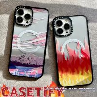 【Magnetic CASETiFY】 Fashion Mountain Flame CASETiFY Phone Case Compatible for iPhone14/13/12/11/Plus/Pro/Max iPhone Case Transparent Shockproof Full Protective Acrylic Hard Cover