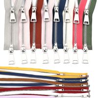 30/40/50/60/70/80cm 5# Colorful High Quality Open-end Double Sliders Silver Metal Zipper DIY Handcraft For Cloth Pocket Garment Food Storage  Dispense