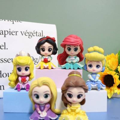 Best ตุ๊กตาฟิกเกอร์เจ้าหญิงดิสนีย์ Snow White Cinderella Belle Ariel Aurora Rapunzel 6 ชิ้น สําหรับเด็ก