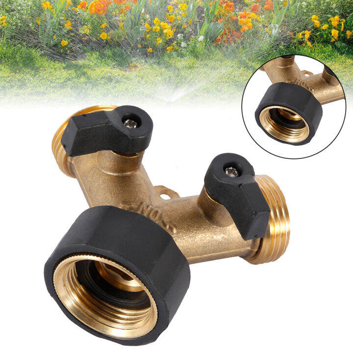 garden-hose-splitter-2-way-garden-water-distributor-solid-brass-y-valve-connector-hose-connector-garden-water-hose-adapter-3-4-นิ้วด้าย-tutue-store