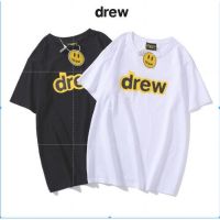 2023 NEWDrew บ้าน Justin Bieber Drew จดหมายพิมพ์คู่ผ้าฝ้ายแขนสั้นเสื้อยืด