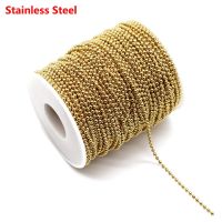 【CW】 2m/lot 1.5mm 2mm 2.4MM Stainless Steel Gold Plated Beads Ball Chains For Necklace Bag Chain Jewlery Making Supplies Craft