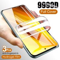 【Unbreakable】3 Pcs Hydrogel ฟิล์มสำหรับ Xiaomi Mi Poco X3 M3 F1 F3 F2 Pro 11 10 10T 9T หมายเหตุ10 Pro 8 A3 Lite 9 SE A1 A2 5X 6X ป้องกันหน้าจอ