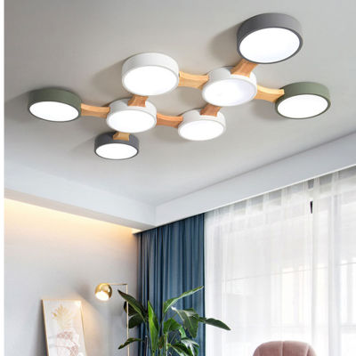 Nordic LED lamp living room ceiling lamp bedroom ceiling chandelier ho lighting restaurant chandelier solid wood ceilinglight
