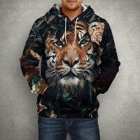 Sudadera con capucha para hombre y mujer, suéter con estampado 3D de flores, animales, Tigre, León, moda Harajuku, manga larga, abrigo informal