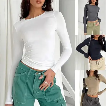 Tops for Women Casual Spring 2024 Women's Casual Basic Crop Tops