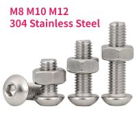 M8 M10 M12 304 Stainless Steel Allen Hexagon Hex tombol soket bulat kepala sekrup mur baut Set