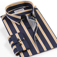 Holiday Casual Standard-Fit Multi-Color Striped Dress Shirt Pocket-Less Design Comfortable Long Sleeve Button-Down Man Shirts