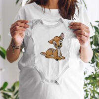 【 Cw】bodysuit Ropa De Bebe กวางน้อยน่ารัก Bambi พิมพ์เสื้อผ้าสำหรับทารกแรกเกิด Casual แขนสั้นสีขาวขายส่ง Romper