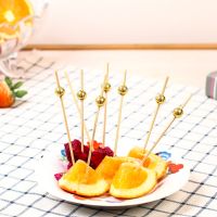 100 Pcs Disposable Bamboo Picks Food Fruit Cocktail Handmade Toothpicks Picnic Party Supplies Decoration