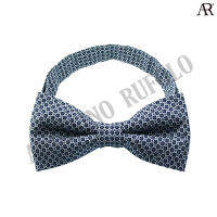 ANGELINO RUFOLO Bow Tie ผ้าไหมทอผสมคอตตอนคุณภาพเยี่ยม โบว์หูกระต่ายผู้ชาย ดีไซน์ Dot Pattern สีน้ำเงิน/สีน้ำตาลเข้ม