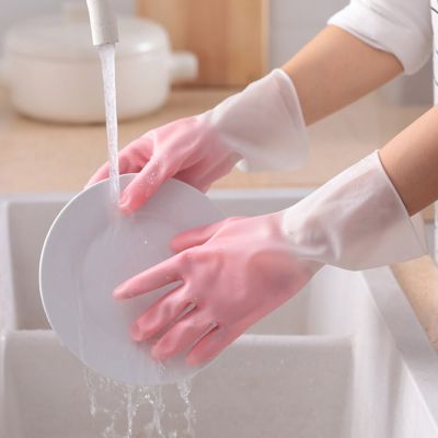 1Pair Gloves Kitchen Silicone Cleaning Gloves Magic Silicone Dish Washing Glove for Household Scrubber Rubber Kitchen Clean Tool Safety Gloves