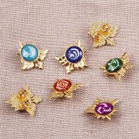 ELEGANT Game Genshin Impact Eyes Of God Mondstadt Pins Brooches Luminous 7 Element Kawaii Cosplay Badges