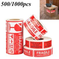 500/1000PCS Copperplate Paper Fragile Stickers The Goods Please Handle With Care Warning Labels DIY Supply Accessory Stickers Wires  Leads Adapters