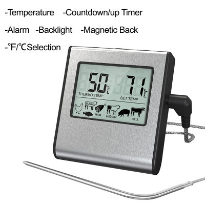 ดิจิตอลเชฟเครื่องวัดอุณหภูมิขนมทำอาหารย่างเครื่องวัดอุณหภูมิสำหรับเตาอบ °Cการแปลง °F จอแสดงผล LCD ครัวเนื้อบาร์บีคิวเครื่องวัดอุณหภูมิ