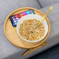 Sofa Tray Table Sofa Armrest Clip-On Tray Natural Bamboo Sofa Tray Practical Snack Tray For Remote Control Coffee Snacks