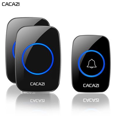 CACAZI Waterproof Home Wireless Doorbell Smart LED Light Calling Bell 300M Remote 60 Chimes 5 Volume US EU Plug