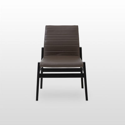 modernform เก้าอี้ รุ่น WAYLON ไม้โอ๊คสีดำ หุ้มหนังสีน้ำตาล