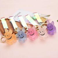 New Acrylic Crystal Puppy Doll Bag Pendant Key Chains Jelly Color French Fighting Dog Keychain Girl Small Gift Keychain Charms