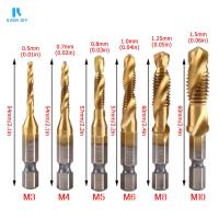 ชุดหัวเจาะเกลียว HSS เคลือบไททาเนียม13ชิ้นหัวเจาะสว่านเจาะรูเกลียวมีก้านหกเหลี่ยมยาว1/4นิ้ว Set Mata Bor เกลียวเคลือบไทเทเนียมหัวเจาะเกลียว HSS ชุด ILADA