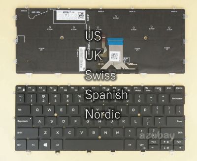 US UK Swiss CH Spanish Nordic Swedish FI DN NW Keyboard For Dell XPS 13 9365 2-in-1 0RDGNN 0GK2HH 0CMC7T 026HWV 0WPCF9 Backlit