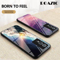 ROAZIC เคสโทรศัพท์ VIVO Y76 5G,ปลอกกระจกนิรภัยบางหรูหราไล่โทนสีขอบซิลิโคนนิ่มกันกระแทก