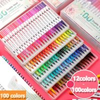 100pcs color marker pen set sketch graffiti watercolor double-headed marker pen comic highlighter art painting Korean stationery Highlighters Markers