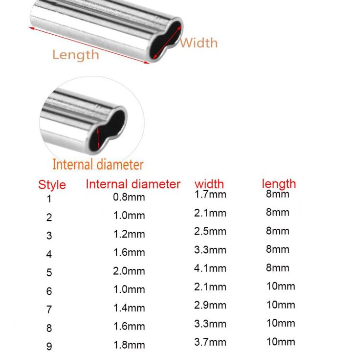 sr2n-100pcs-8-10mm-ร้อน-คุณภาพสูง-วงรี-ตัวเชื่อมต่อ-สแตนเลส-ท่อลวดตกปลา-ท่อทองแดงคู่-ปลอกรัดสาย