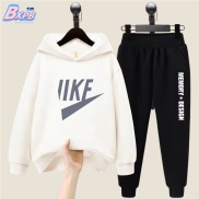 Bộ Áo Hoodie + Quần Dài Dáng Rộng In Chữ Thoải Mái Thời Trang Cho Bé