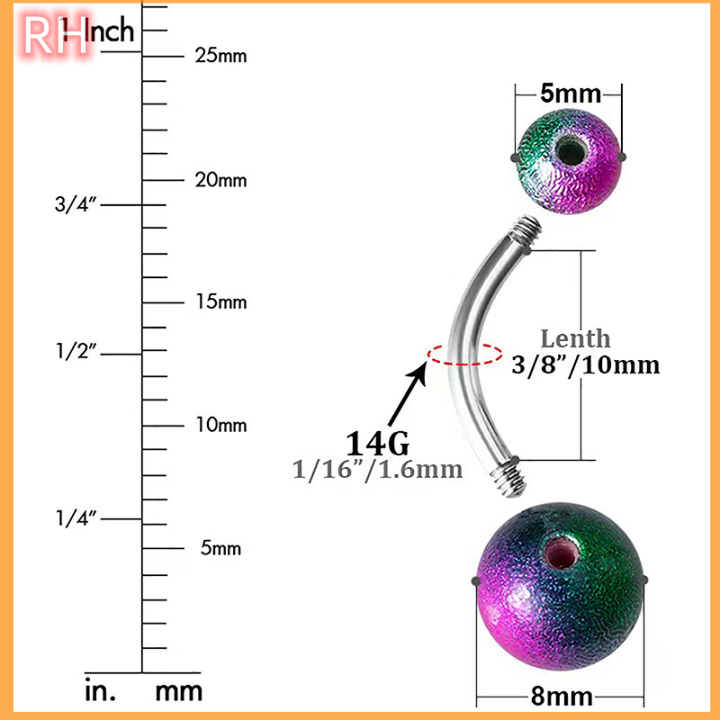 ranghe-กระดุมลูกบอลผิวด้านสีสเตนเลสสุดเซ็กซี่สำหรับเครื่องประดับแบบเจาะร่างกายของผู้หญิงสะดือเล็บบาร์เบลที่มีรูปร่างโค้งสะดือ