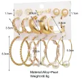 17MILE Trendy Metal Pearl Stud Earrings Set For Women Vintage Gold Color Round Hoop Earrings Set 2021Earrings Jewelry Gifts. 