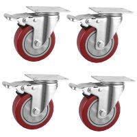 Caster Wheels Heavy-Duty Industrial Rubber Casters for Shopping Carts, Workbenches 4-Piece Set