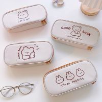 Cute Canvas Pencil Case Large Capacity Student Simple Pencil Box Stationery Box