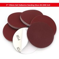 5 Inch 125mm Self Adhesive Sanding Discs Red Aluminum Oxide Sandpaper Glue-lined Round Backing Pads 60-2000 Grit Cleaning Tools