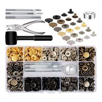 Leather Snap Fasteners Kit, 120 Set Metal Snap Buttons Press Studs with 6 Setting Tools, for Clothes, Bracelets, Jackets