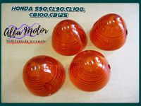 HONDA S90 CL90 CL100 CB100 CB125 TURN SIGNAL LENS "ORANGE" SET (4 PCS.) #เลนส์ไฟเลี้ยว #ฝาครอบไฟเลี้ยว สีส้ม 4 ชิ้น