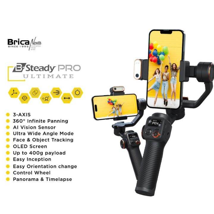 Brica BSteady PRO Ultimate 3-Axis Gimbal Stabilizer - B-Steady 2023 ...