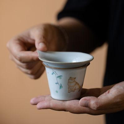 LUWU ceramic tea strainers cute cat handmade tea filters accessories