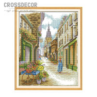 A Street View (3) Cross Stitch Complete ชุดวัสดุภูมิทัศน์รูปแบบ11CT 14CT DIY Handmade เย็บปักถักร้อยผ้าฝ้ายชุดสำหรับผู้เริ่มต้นเย็บปักถักร้อยชุดตกแต่งสำหรับ Sala Wall