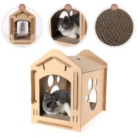 Corrugated Paper Carton Box Cat House Tickler Scratch Board Scratcher Cardboard Bed Large Kitten Nest for Cat Toys Pet Supplies