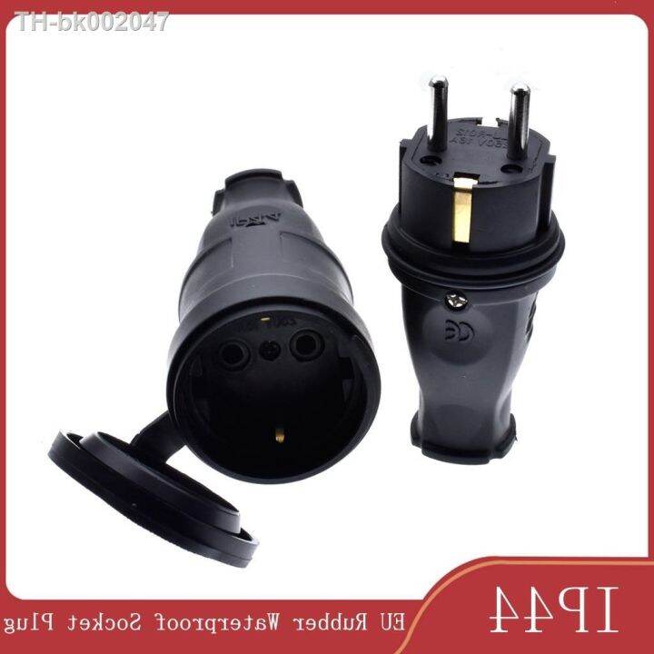 eu-rubber-waterproof-socket-plug-electrial-grounded-european-connector-with-cover-ip44-for-diy-power-cable-cord-16a-250v