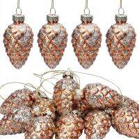 (Worry free) 12ชิ้นคริสต์มาส Pinecone เครื่องประดับแก้ว-แขวนกรวยไพน์ PaintedGlitter Pinecone เครื่องประดับสำหรับคริสต์มาสต้นไม้ DIY พรรคตกแต่ง