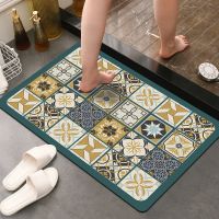 Non-slip Bathroom Mat Super Absorbent Bathroom Mats Shower Room Entrance Doormat Printed Bathtub Side Rug Bathroom Accessories