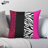 【CW】□❧☒  Hot Pink Stripes Pillowcase Polyester  Pattern Zip Room Cushion Cover