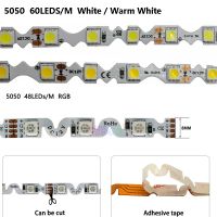 5M 48leds/m 60Led/m S Shape 5050 RGB LED Strip Light White/Warm White Free Bending Flexible Lamp Tape Non-waterproof DC12V